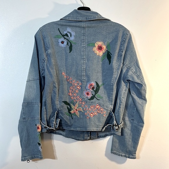 Colleen Lopez Embroidered Denim Moto Jacket - Picture 5 of 6